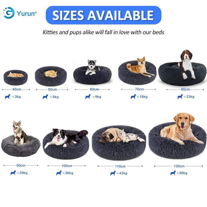 Rundes Hundebett Donut – Weiches Kissen für Hunde & Katzen, Weiß 90x90cm