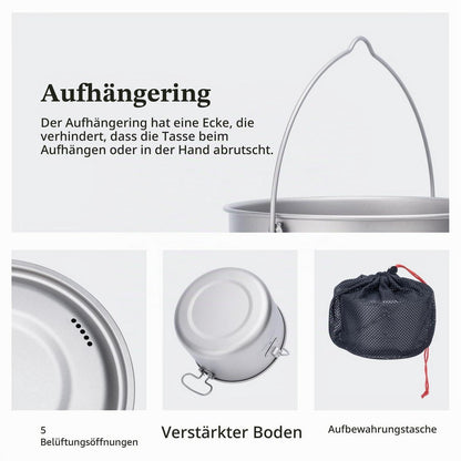 Camping Titan Topf 2.9L mit Bügelgriff & Deckel