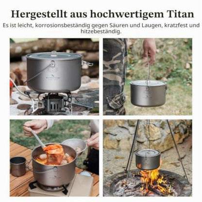 Titantopf mit Deckel – Camping Kochgeschirr Ultraleicht 750ml-1300ml
