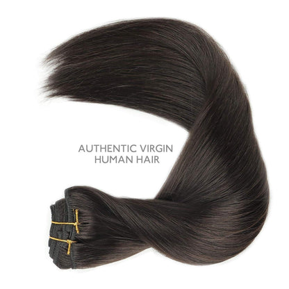 Echthaar Clip-Ins Dunkelbraun 55cm (120g)