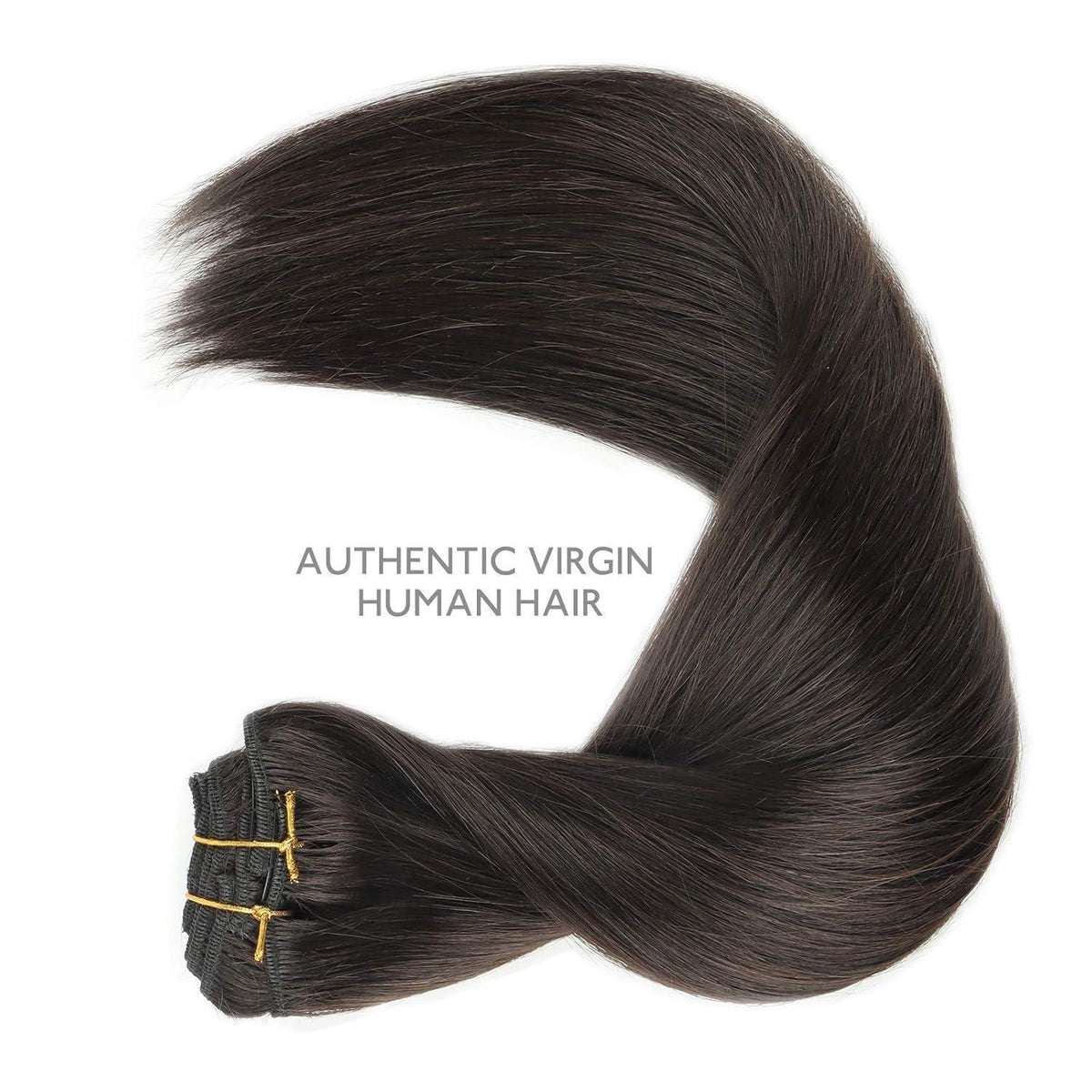 Echthaar Clip-Ins Dunkelbraun 45cm (120g)