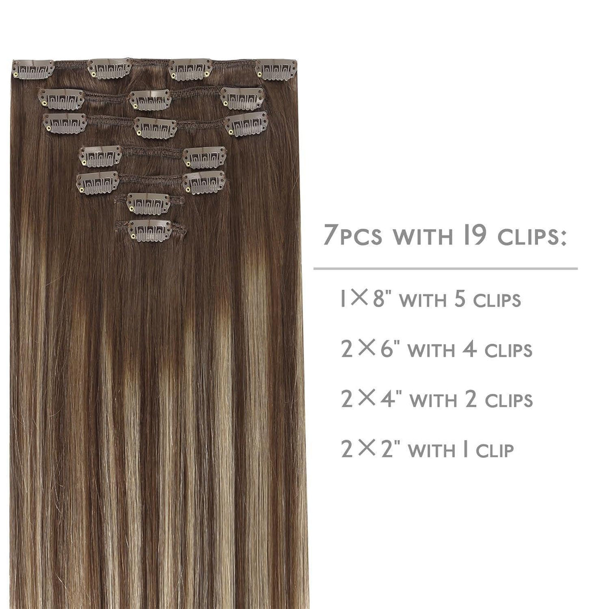 Clip in Echthaarverlängerung Balayage Schokoladenbraun-Honigblond