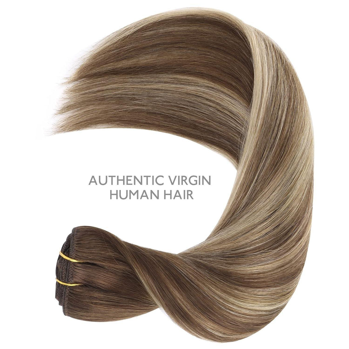 Clip in Echthaarverlängerung Balayage Schokoladenbraun-Honigblond