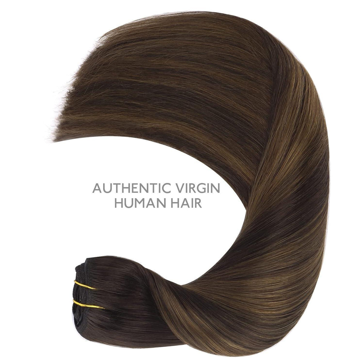 Clip in Echthaar Extensions 40cm Balayage Schwarz-Braun
