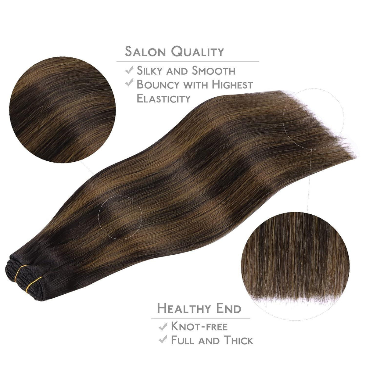 Clip in Echthaar Extensions Schwarz Braun Balayage 35cm