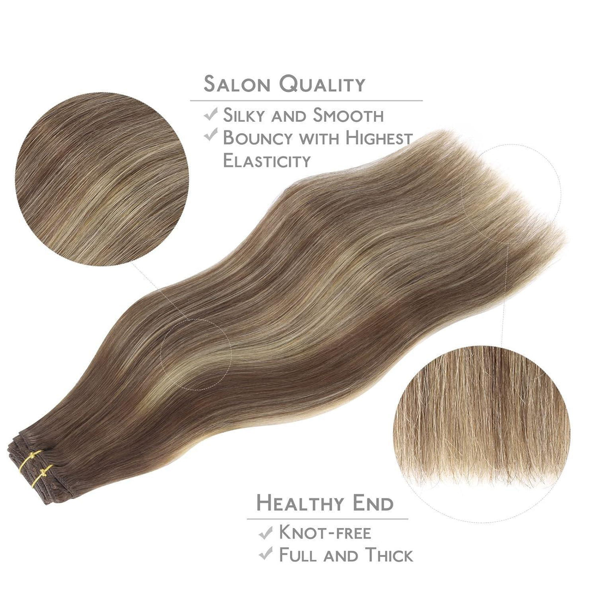 Clip-in Echthaarverlängerung Balayage Schoko-Blond 35cm