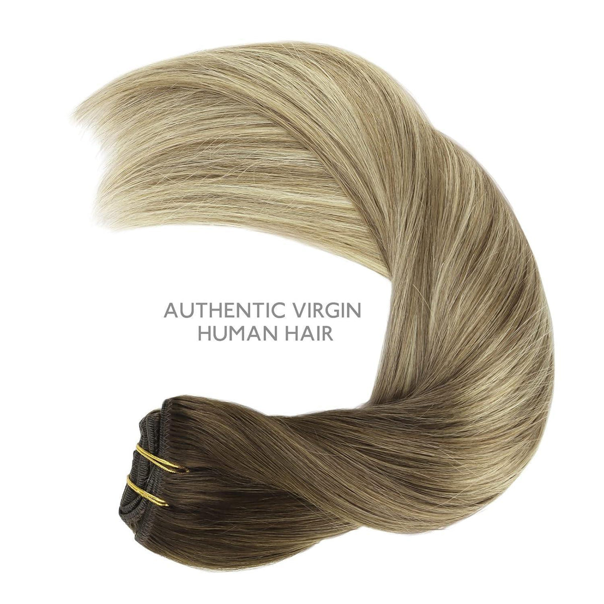 Echthaar Clip-in Extensions Ombré Braun-Blond 50cm