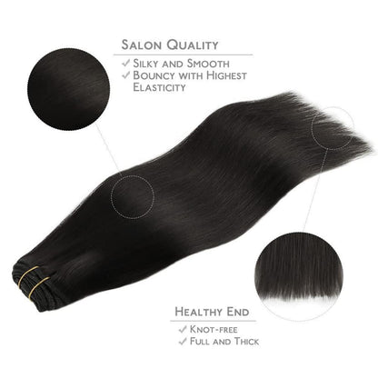 Echthaar Clip-Ins Schwarz 45cm - 120g Remy Haarverlängerung