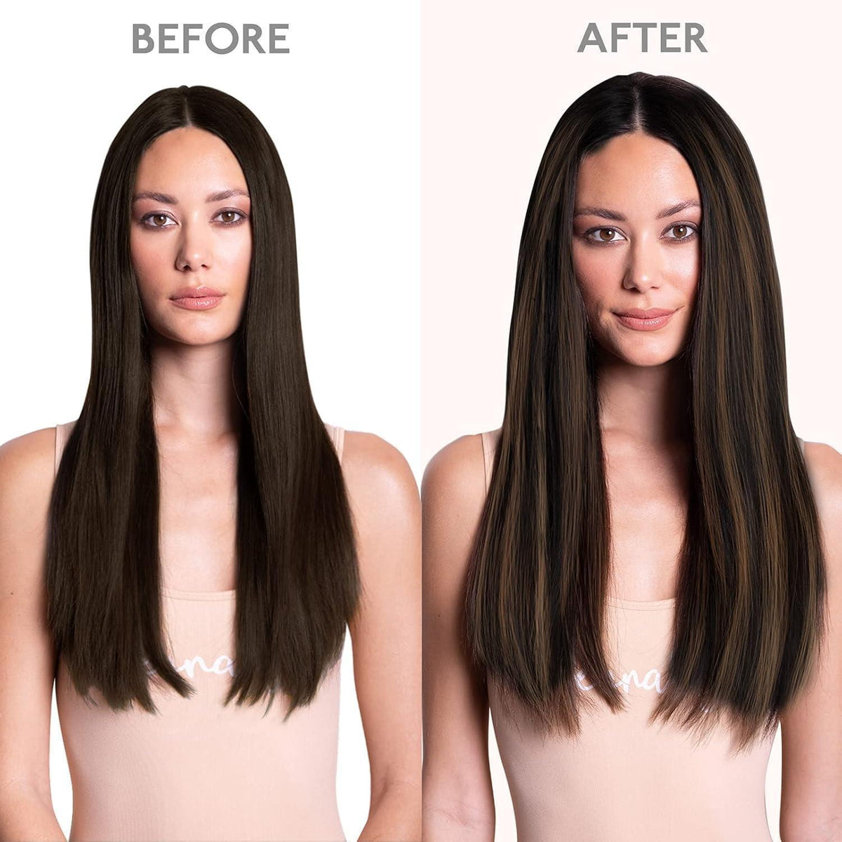 Clip in Echthaar Extensions Schwarz Braun Balayage 50cm