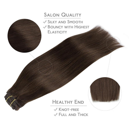 Echthaar Clip-Ins Schokoladenbraun 55cm 120g