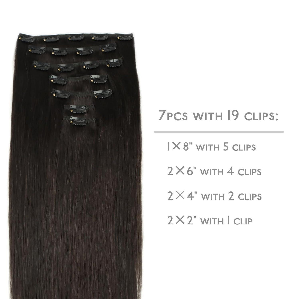 Echthaar Clip-Ins Dunkelbraun 40cm (120g)