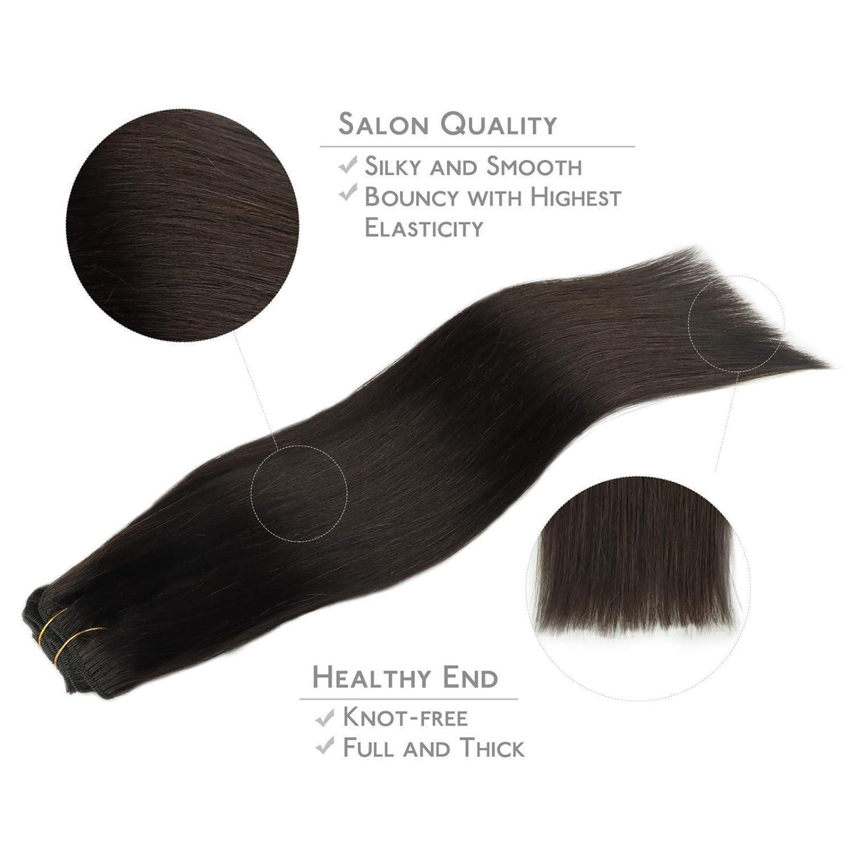Echthaar Clip-Ins Dunkelbraun 40cm (120g)