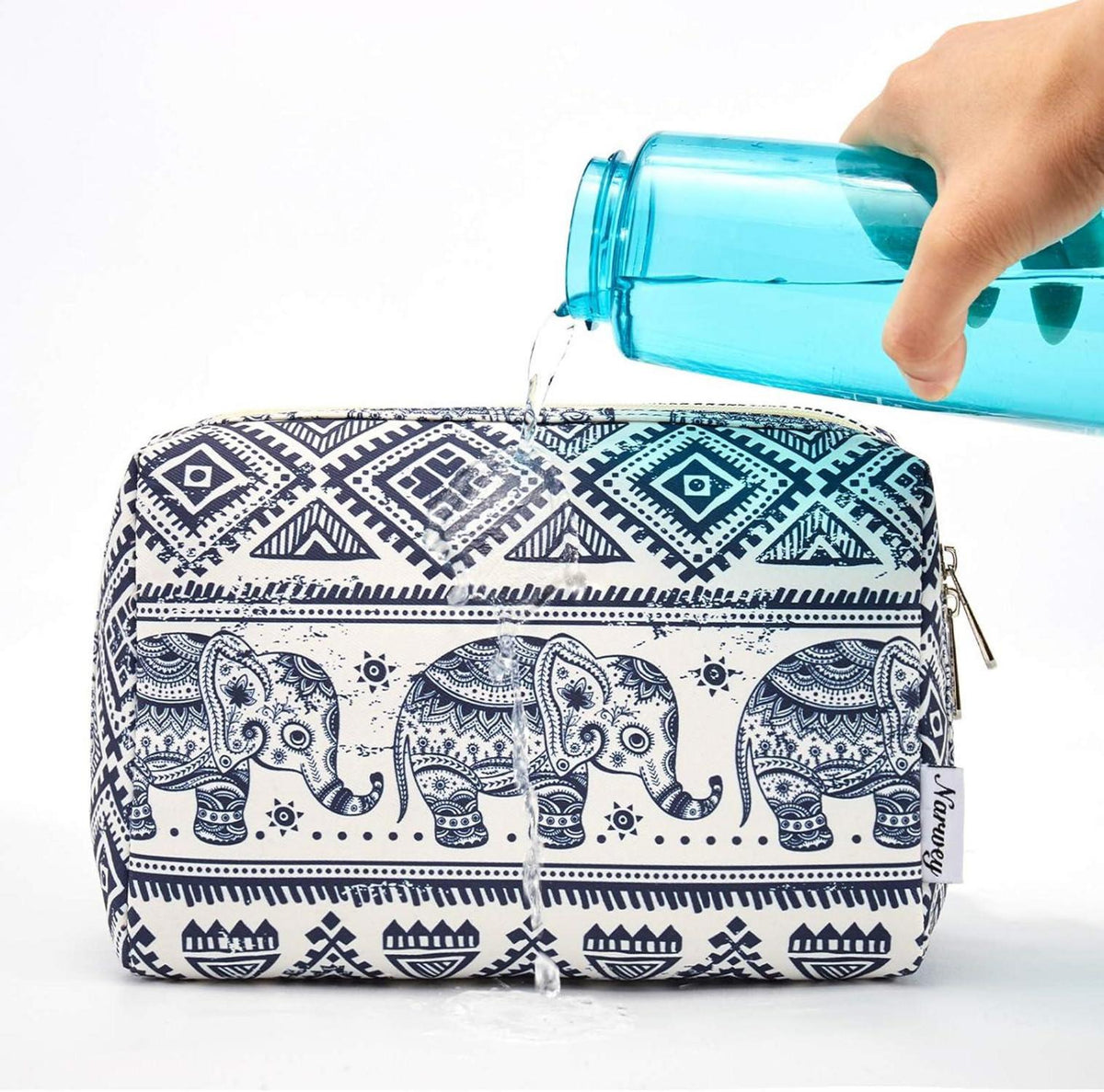 Narwey Groß Kulturbeutel Damen Kosmetiktasche Organizer Elefant Blau