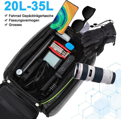 Fahrradtasche Gepäckträger Wasserdicht Schwarz 20L-35L