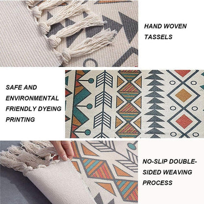Bunter Teppich mit Quasten | 60x90 cm, Boho-Stil