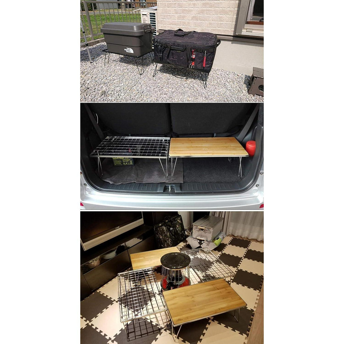 Camping Aufbewahrungsregal 2er Set Stahl Schwarz mit Tragetasche