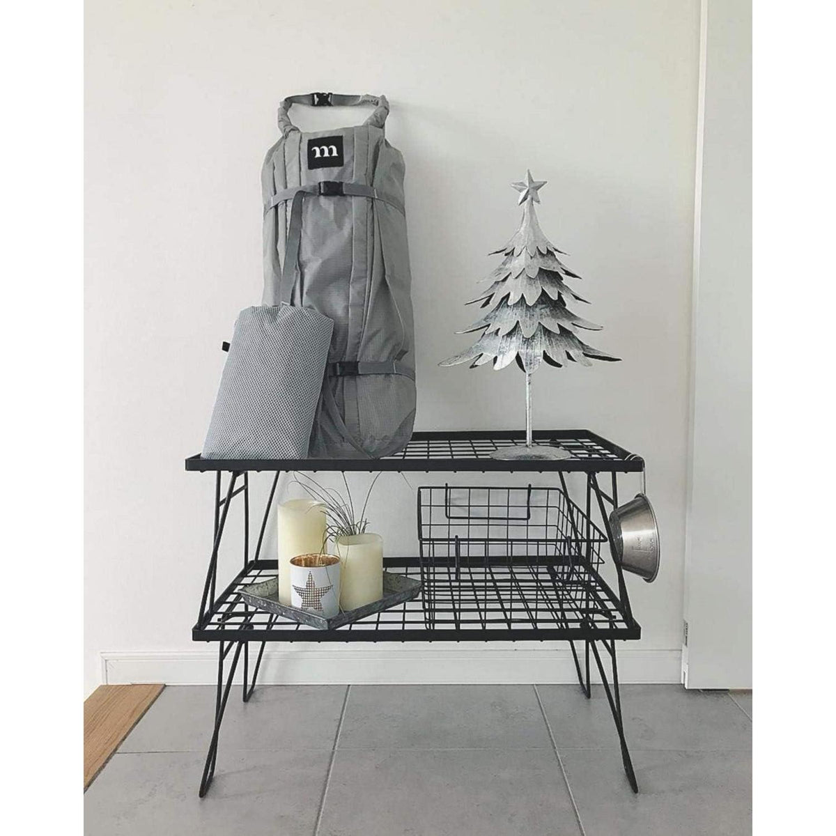Camping Aufbewahrungsregal 2er Set Stahl Schwarz mit Tragetasche