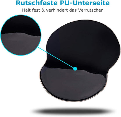 Ergonomisches Mousepad mit Gelkissen Handauflage Schwarz
