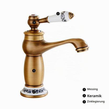 Waschtischarmatur Messing Vintage Chrom Keramik Einhebelmischer