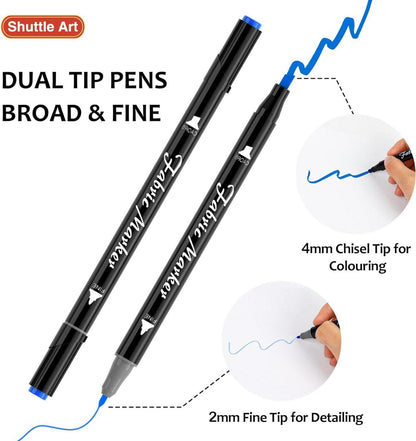 Shuttle Art Textilstifte, 30 Farben Textilmarker