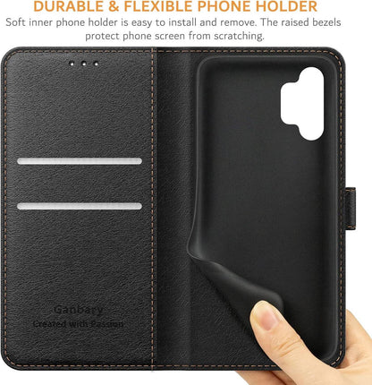 Leder Handyhülle Samsung Galaxy A32 5G Tasche mit Kartenfach