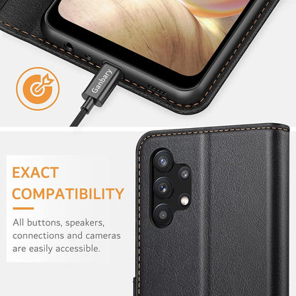 Samsung Galaxy A32 5G Handyhülle: Premium Leder Tasche Schwarz