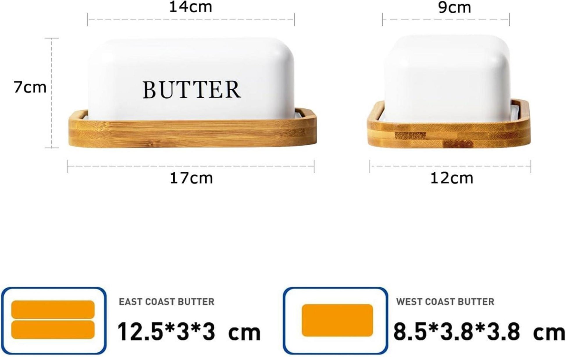 Butterdose mit Holzdeckel für 250 g Butter aus Edelstahl