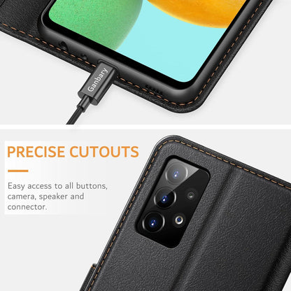 Samsung Galaxy A52 Handyhülle Leder Tasche Flipcase mit Kartenschlitzen Schwarz