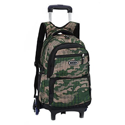 Trolley Rucksack 6 Räder – Schultrolley für Jungen & Teenager Armeegrün