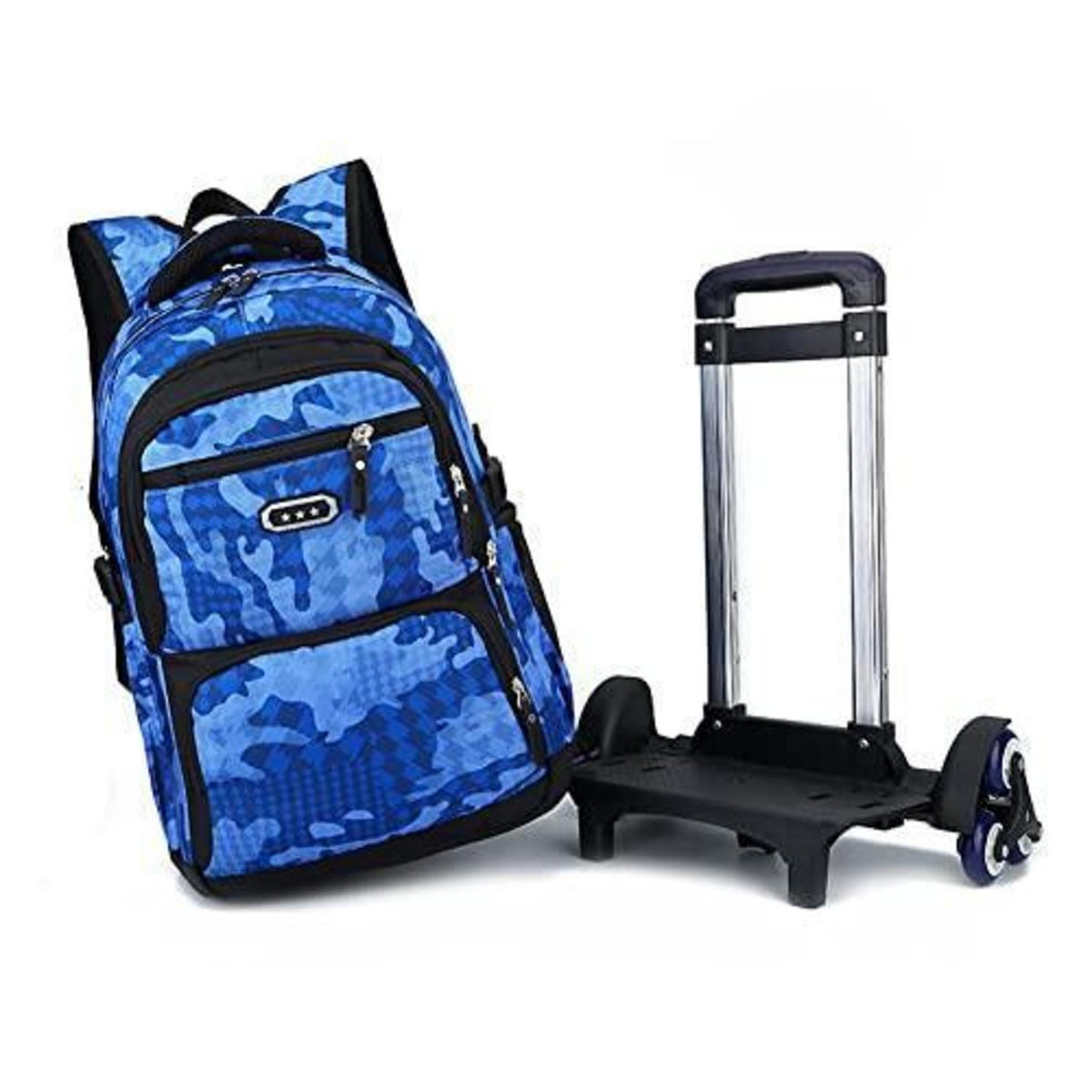 Trolley Rucksack 6 Räder – Schultrolley für Jungen & Teenager Armeegrün