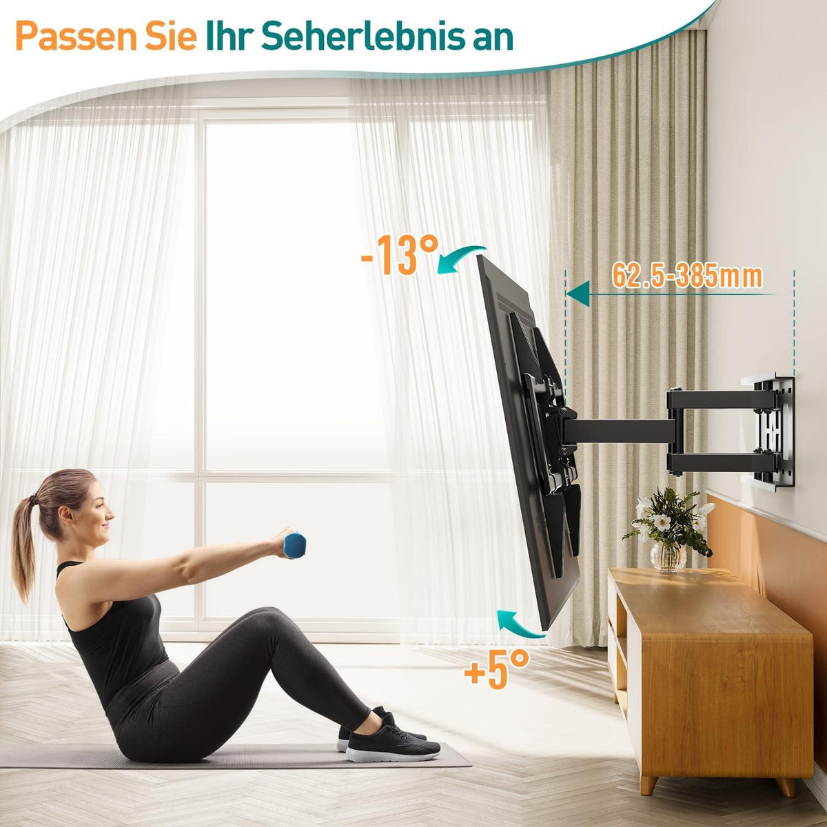 Schwenkbare Neigbare TV Wandhalterung für 37-70 Zoll TVs bis 45kg VESA