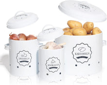 Großer Vorratsbehälter Set für Kartoffeln, Zwiebeln, Knoblauch