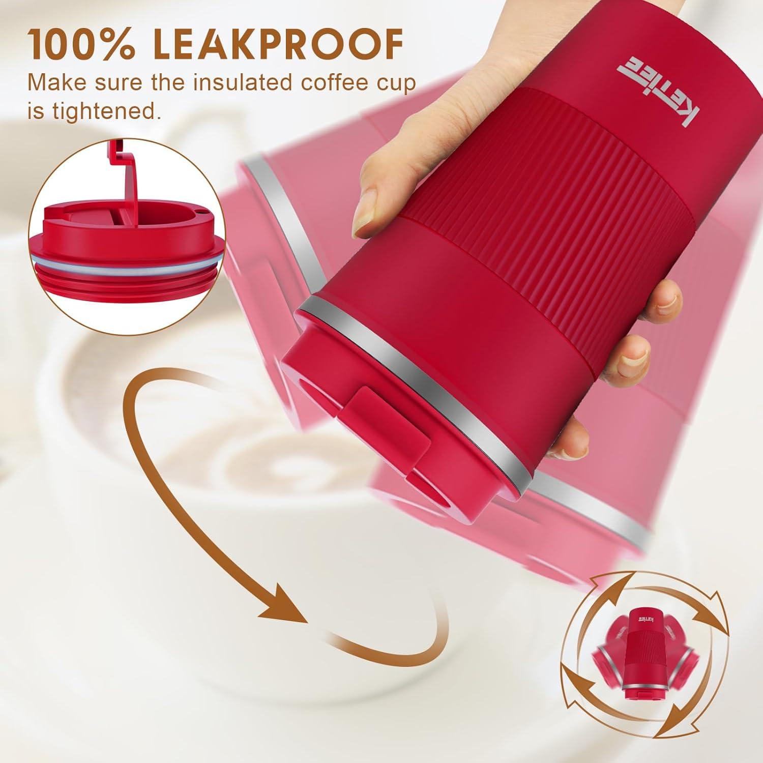 KETIEE Kaffeebecher to go 510ml Thermobecher Kaffee-to-go Doppelwandig