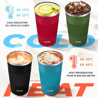 KETIEE Kaffeebecher to go 510ml Thermobecher Doppelwandig Rot