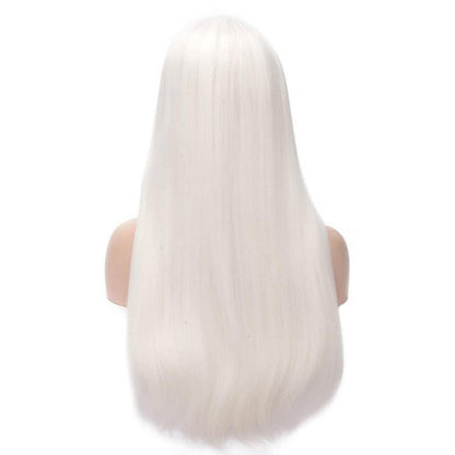 Weiße Lange Damen Perücke Synthetisch Glatt Cosplay Perücke