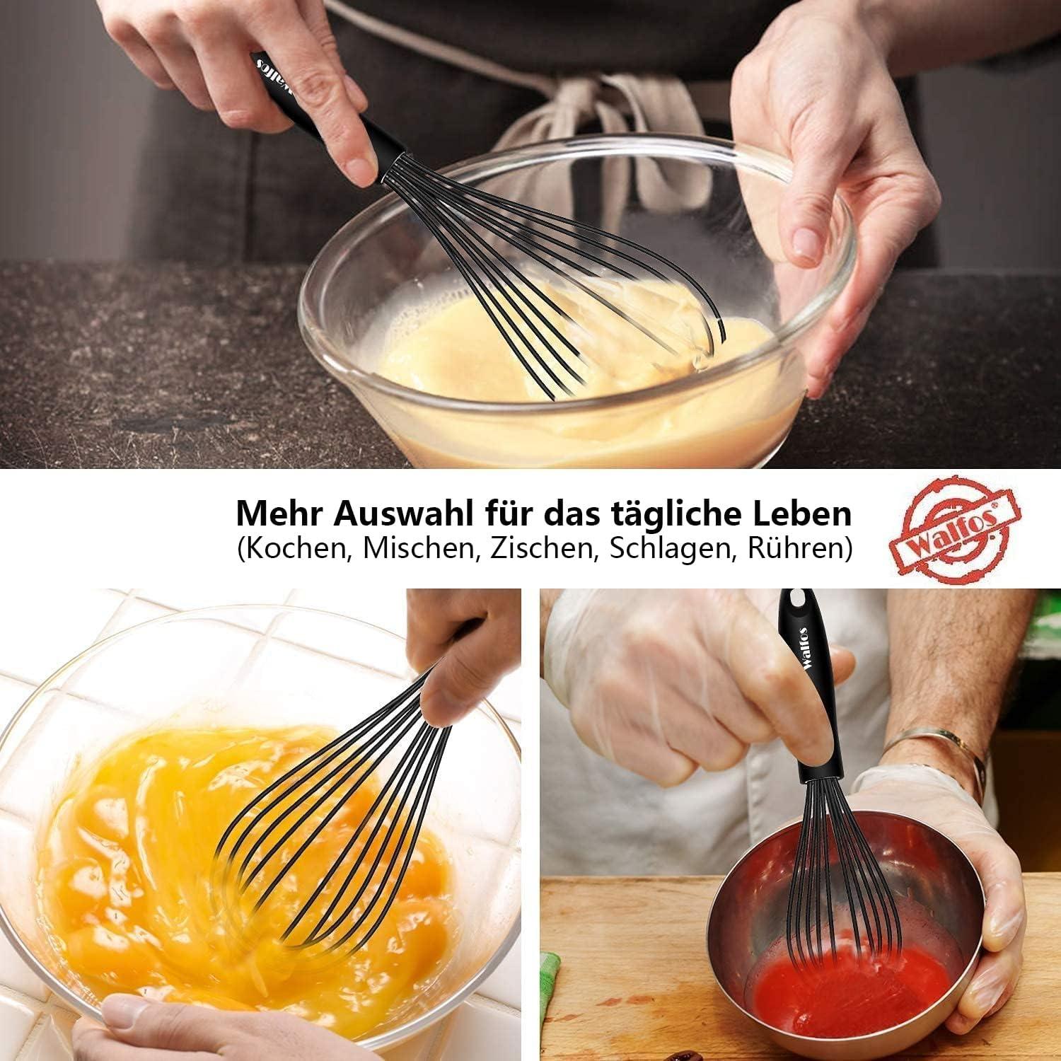 Schneebesen 21.5cm Schwarz Silikon Edelstahl Rührbesen Kitchen Tool