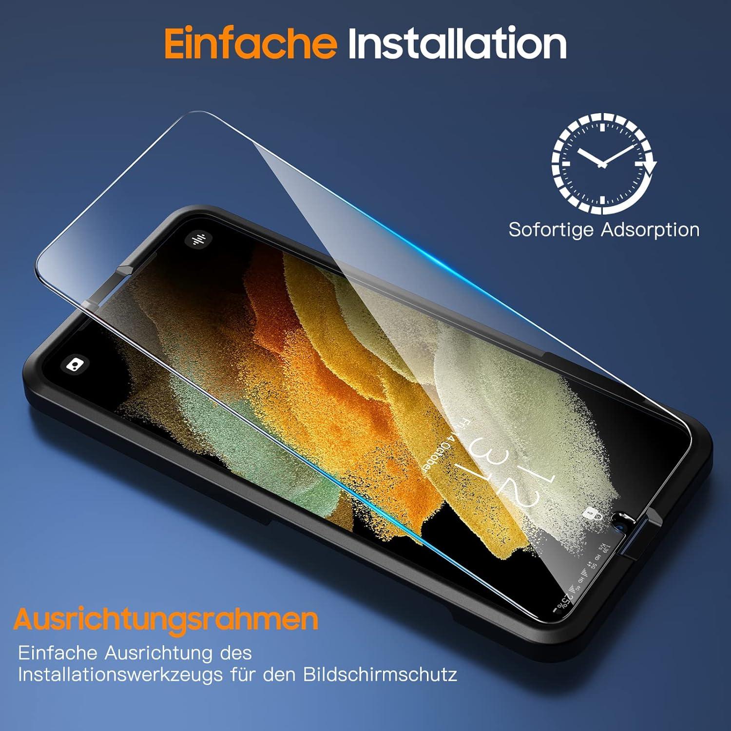 Panzer Schutzfolie Samsung Galaxy S21 5G, 9H Härte, Kameraschutz