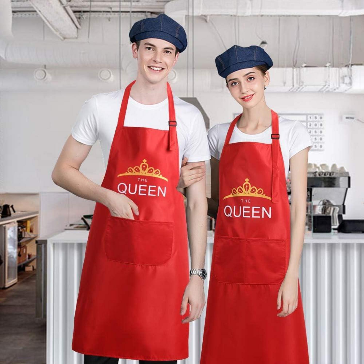 Wasserdichte Verstellbare BBQ Kochschürze mit Tasche Adults Rot