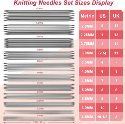 Metall Stricknadel Set 20cm Doppelspitz 2.0mm