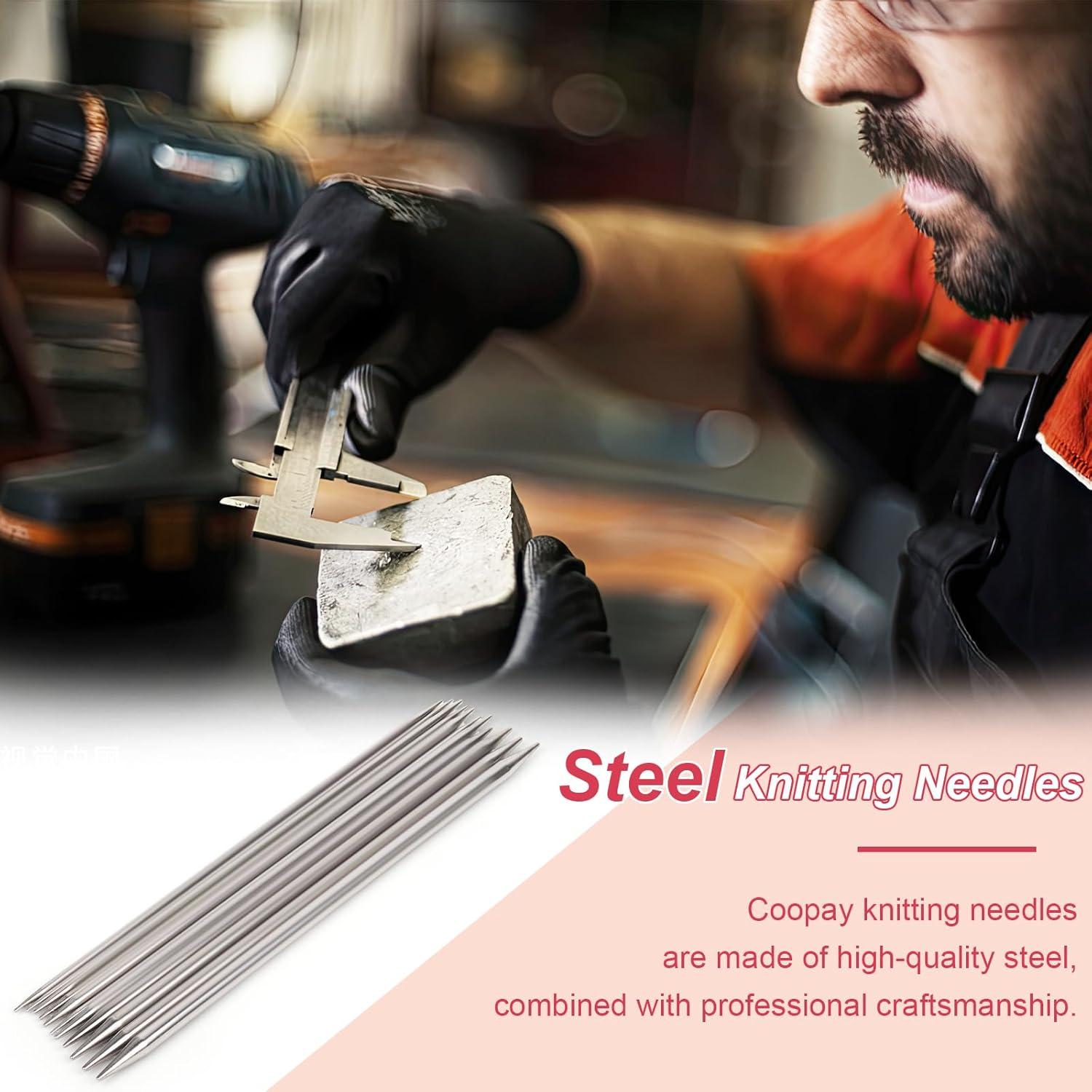 Metall Stricknadel Set 55er Pack Doppelspitz 2.0mm - 6.5mm und Nadellehre