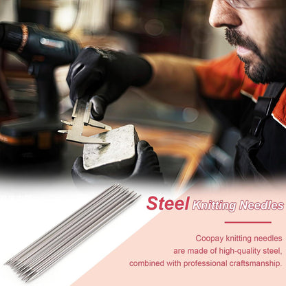 Metall Stricknadel Set 55er Pack Doppelspitz 2.0mm - 6.5mm und Nadellehre
