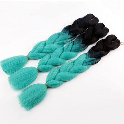 Jumbo Braid Haarverlängerung Ombre Schwarz Cyan 24 Zoll