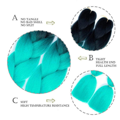 Jumbo Braid Haarverlängerung Ombre Schwarz Cyan 24 Zoll