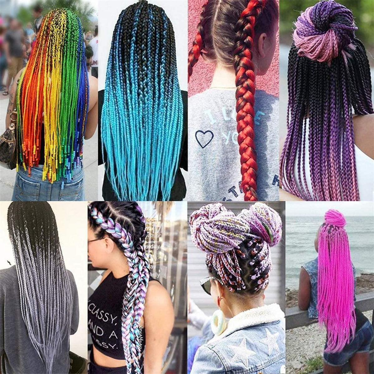 Jumbo Braid Haarverlängerung Ombre Schwarz Cyan 24 Zoll