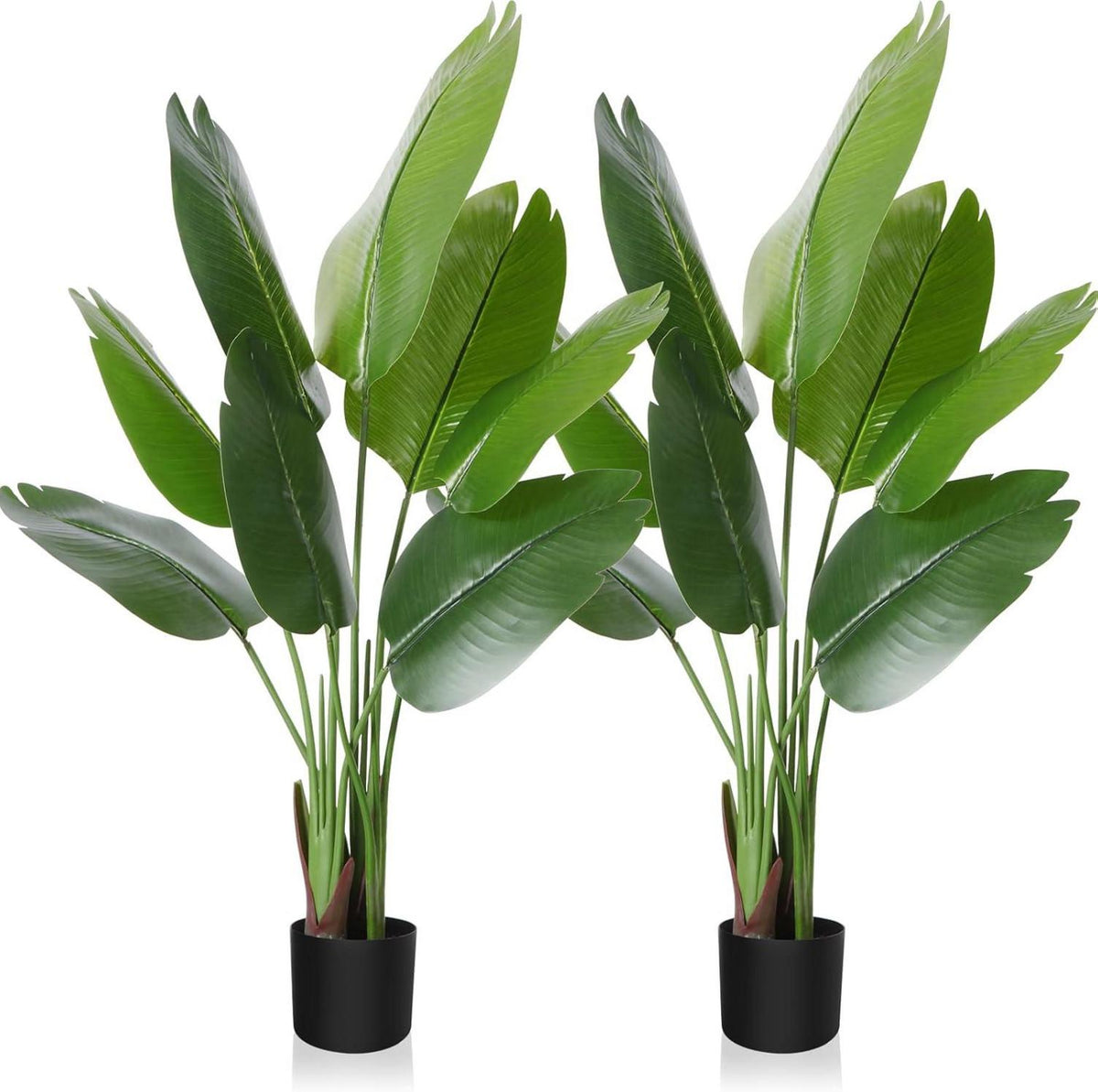 Künstliche Paradiesvogel Pflanze 120cm Tropische Palme 8 Blätter Topf