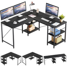 L-förmiger Schreibtisch mit Regalen 240CM Industrieller