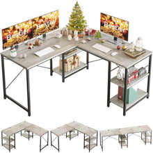 L-förmiger Schreibtisch mit Regalen 240CM Industrieller