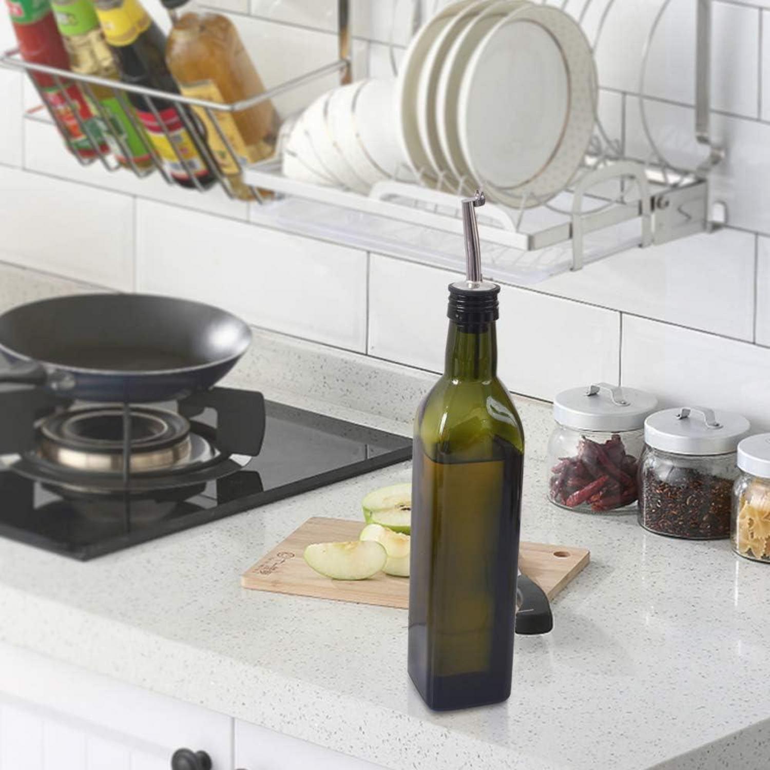 Olivenölflasche 500ml Glas Ausgießer Trichter Dosierung Menage Küche 2er Set