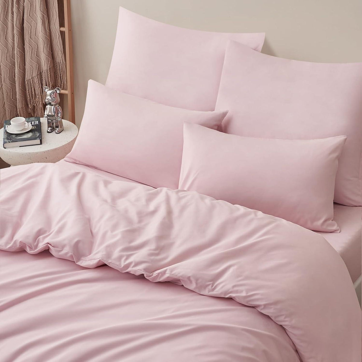 RUIKASI Kissenbezug 65x65 Rosa Mikrofaser Reißverschluss 2er Set