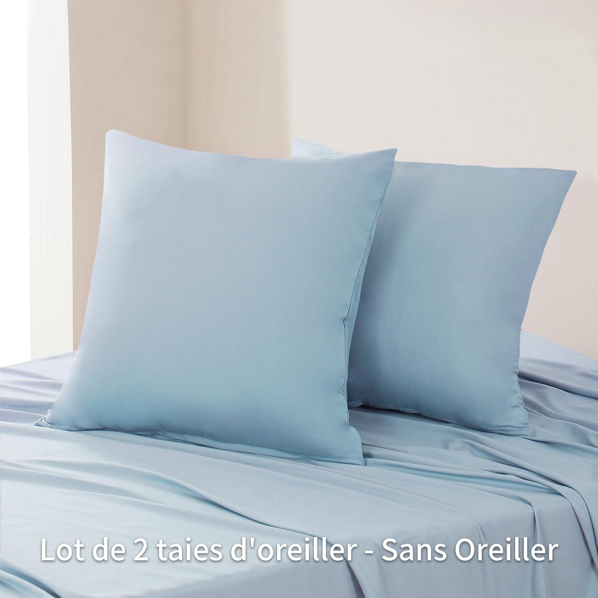 Kissenbezug 65x65cm 2er Set Blau Mikrofaser Reißverschluss